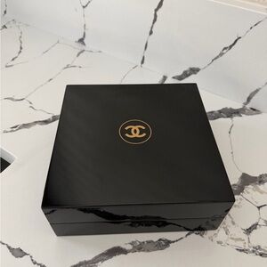 CHANEL Black Jewelry Box with Gold Double C Emblem